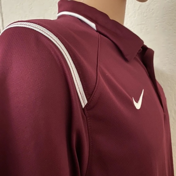 Men's Nike Dri Fit Polo Shirt Short Sleeve Size Large Burgundy & White EUC - Picture 5 of 10